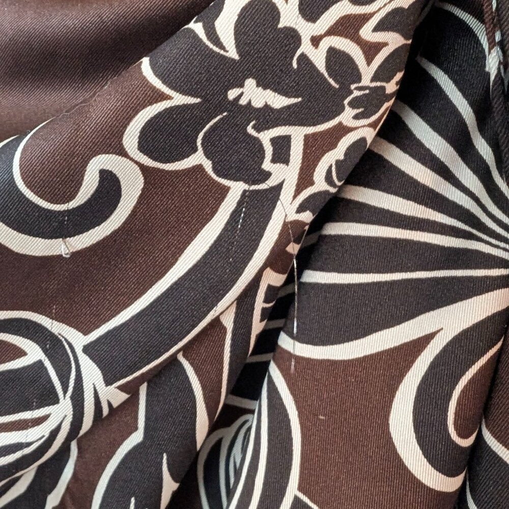 Zara Satin Brown Black Floral Wrap Midi Shirt Dress 9445/853 - Picture 5 of 5